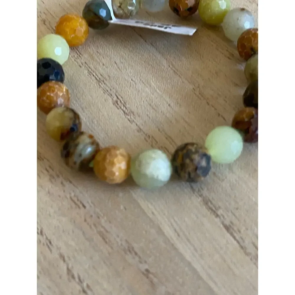 Jade Beaded Bracelet NEW 10 mm Earth tones 10mm - Picture 2 of 7